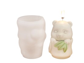 Molde silicona osito panda con hojas